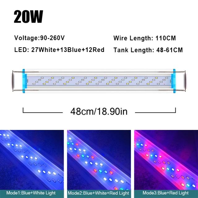 Iluminação LED RGB Super Slim para Aquário - Luz Clip Impermeável Extensível de 18-58cm com Cores Vibrantes