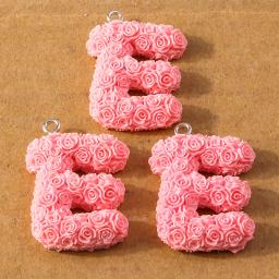 Pingentes Alfabeto para Fazer Jóias, 26 Letras, Flor Rosa, Amuletos Iniciais Criativos, Brincos e Colares, Acessórios DIY, A-Z, 10 unid - Image 6