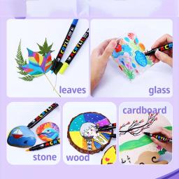 Two Tone Acrílico Paint Markers Set para Pintura Rock, Soft Brush Canetas, Double Nib, Caligrafia, Brush Lettering, Ovo de Páscoa, 84 cores - Image 4
