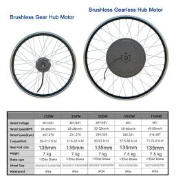 Bicicleta elétrica kit de conversão, dianteiro e traseiro cubo da roda, controlador sem escova com display, 36V, 350 W, 500W, 26in, 700C, 27.5in, 29in - Image 2