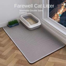 Dupla Camada Impermeável Cat Litter Box Mat, Pet WC, Antiderrapante, Areia, Lavável, EVA, Suprimentos limpos - Image 1