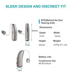 IncenSonic Aparelhos auditivos OTC auto-ajustáveis, perda auditiva leve a moderada, aparelho auditivo Bluetooth com suporte de ruído de ajuste invisível - Image 3