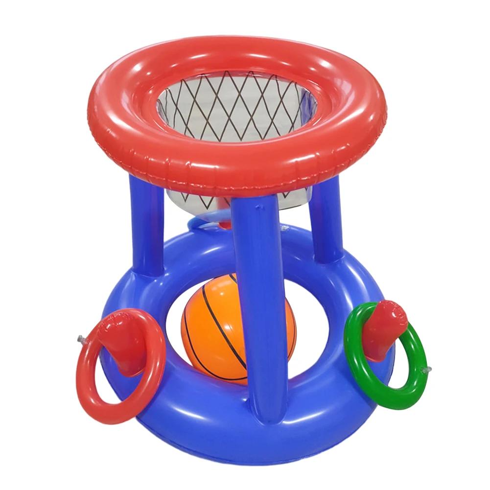 Conjunto inflável de jogo de virola para crianças e adultos, aro de basquete flutuante portátil, diversão na praia ao ar livre, brinquedos aquáticos de verão - Image 1