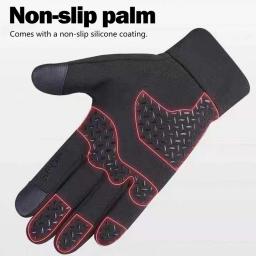 Luvas térmicas impermeáveis para homens e mulheres, forrado de lã, resistente, tela sensível ao toque, antiderrapante, cinza, passeios de moto, ao ar livre, inverno - Image 3