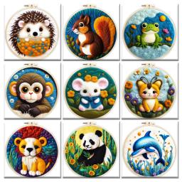 GATYZTORY-DIY Kit De Feltragem De Agulha De Lã, Bordados, Panda, Macacos, Abelhas, Saco De Material De Feltro, Decoração De Casa, Artesanato, Moldura De Pintura Animal - Image 1