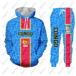 Conjunto de treino de duas peças para homens, bandeira da nação, camisetas gráficas, manga comprida, camisa esportiva, jaqueta com capuz, roupas - Image 2