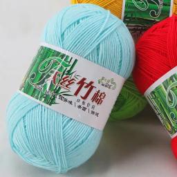 Fio De Algodão De Bambu Natural Suave, Tecido à mão, Baby Cotton Crochet, Tecido de malha, 50g por rolo - Image 2
