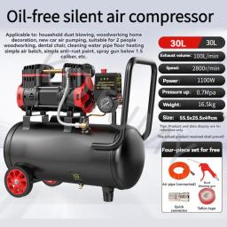 Compressor de ar silencioso, silencioso, isento de óleo, bomba de ar portátil, reparo doméstico, insuflação de pneus, compressor sussurro, 1100W, 1500W - Image 2