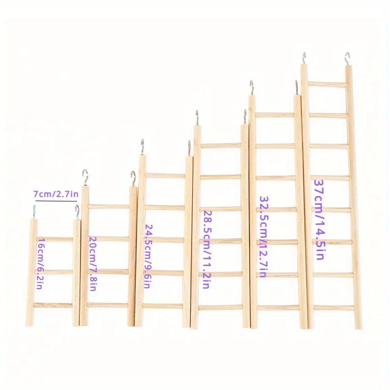 Escada De Escalada De Madeira Sólida, Brinquedo De Pássaro De Madeira, Escada De Hamster, Suprimentos De Gaiola De Papagaio, 1Pc - Image 1