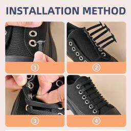 Cadarço elástico de silicone sem laços, Criativo Lazy Rubber Laces para crianças e adultos, 16pcs - Image 3