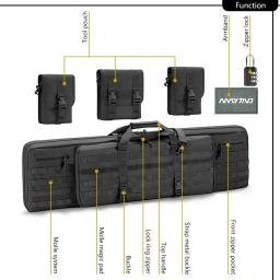 Mochila longa para caça, pesca, acessórios táticos, Protect Case, bolsa removível, Molle System, Camping ao ar livre, 46" - Image 3
