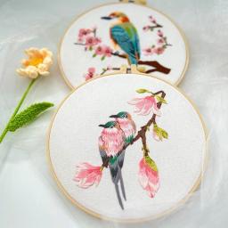 Pássaros Flores Bordado Kit para Adultos, Iniciante Carimbado Cross Stitch Kits com Padrão De Pássaros, Pano - Image 5