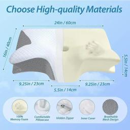 Almofada De Pescoço De Memória De Sono De Borboleta, espuma De Memória De Rebote Lento, Ortopédica Cervical, Almofada De Cama De Massagem - Image 6