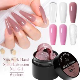 Esmalte de gel de extensão sólida para mãos antiaderente, gel de cola de strass para manicure DIY, rosa, nu claro, 7ml - Image 3