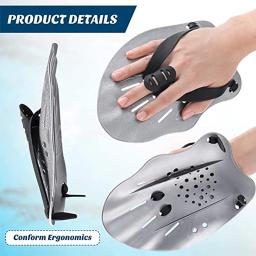 Pás De Palma De Silicone Com Alças Ajustáveis Pás De Treinamento De Natação Luvas De Mergulho, Fin Flipper Sports, Pás De Mão De Natação, 1 Par - Image 1