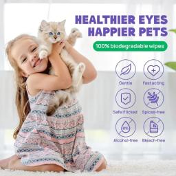 Toalhetes para os olhos para cães gatos que controlam manchas lágrimas olhos para animais estimação seguros para os - Image 5