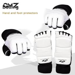 Luvas de couro de Taekwondo para adultos e crianças, protetor de pulso Sparring Karate, boxe, artes marciais, meia de palma - Image 2