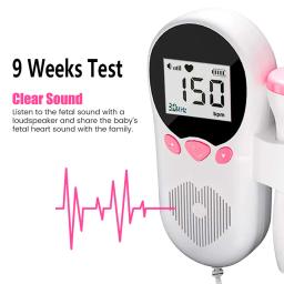 Monitoramento da freqüência cardíaca fetal para mulheres grávidas, 3.0HZ Doppler, freqüência cardíaca fetal, movimento fetal, ultra-som estetoscópio, fetal - Image 4