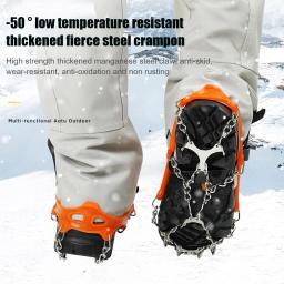 19 dentes escalada crampons tração grampos de aço inoxidável anti-deslizamento apertos sapatos de neve de gelo botas caminhadas acessórios - Image 4