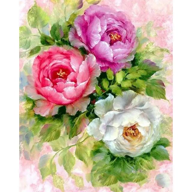Kits de Pintura por Número para Adultos - Flores em Tela para DIY, Presente Original e Decoração Moderna para Casa