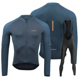 Rvouei conjunto de camisa de ciclismo de manga longa respirável calças bib ropa maillot ciclismo roupas de bicicleta mtb uniforme roupas masculinas - Image 1