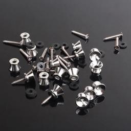 16 pçs prata correia botão com parafusos de almofada para baixo guitarra - Image 1