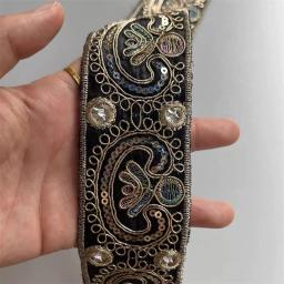 Estilo étnico Bordado Renda, Hanfu Decorativa, Acessórios para Bagagem, Fita Artesanal DIY, 5cm, Novo - Image 5