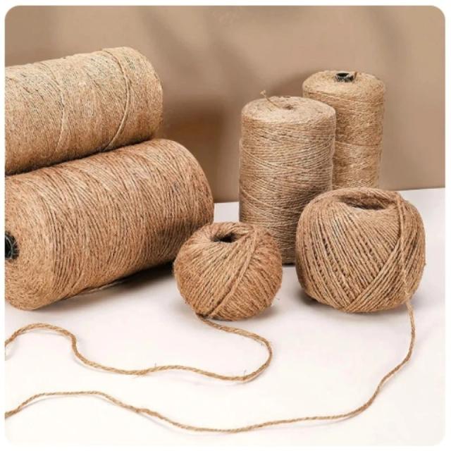 Cordão Longo de Juta Natural 2mm para Artesanato, Embalagem de Presentes e Decoração de Eventos