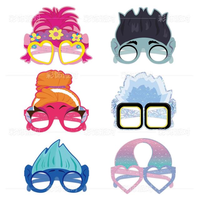 Óculos e Máscaras Decorativas de Cartoon Anime para Festa Infantil - Conjunto com 6 ou 12 Peças para Props de Fotografia e Brincadeiras