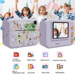 Mini Câmera de Vídeo Digital para Crianças, Impressão Instantânea, Papel Térmico, Brinquedos Educativos, Aniversário e Presente de Natal - Image 2