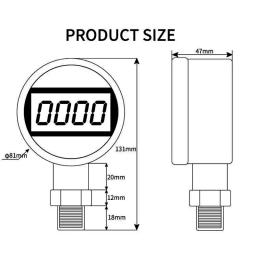 Manômetro digital com display LCD, alimentado por bateria medidor de pressão do ar, manômetro de água, manifold, Psi Bar, Kpa, 80mm, 0-60Mpa - Image 4