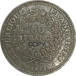 Moeda Comemorativa Banhada a Prata, Moedas Colecionáveis, França, França 1974, 50, França, Francês, Ww2 - Image 2