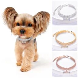 Colar ajustável para animais de estimação, coleira para cães e gatos com pingente de osso de zircônia e diamante, joias de luxo, metal, cobre, coleira para cachorro, suprimentos para cães - Image 1