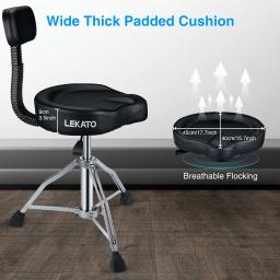 LEKATO-Cadeira Hidráulica Ajustável em Altura com Encosto, Trono do Tambor, Assento Resistente, Encosto, Estilo de Motocicleta, Tamborete para Baterista - Image 3