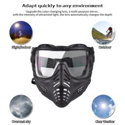REikirc Máscara tática de paintball airsoft com mudança de cor Máscaras protetora de rosto inteiro CS Cosplay pode ser equipada com câmera esportiva - Image 3