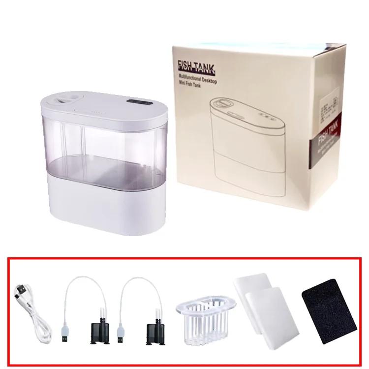 Mini Desktop Aquário Tanque De Peixes Em Miniatura, Sistema De Filtragem Bioquímica, LED Pequenos Organismos Aquáticos, Eco Box, Decoração De Casa - Image 1