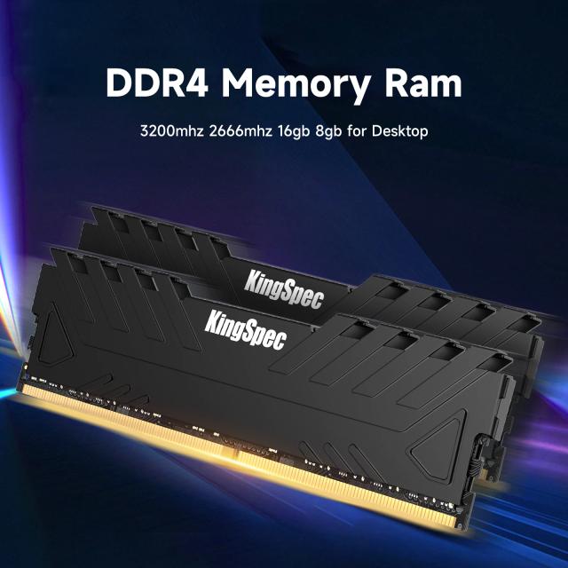 KingSpec Memória RAM DDR4 8GB 16GB 2666MHz 3200MHz Dissipador de Calor DIMM XMP para PC