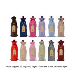 Bolsa De Garrafa De Vinho Com Cordão, Sacos De Presente, Feriado, Café, Pacote De 12 - Image 2