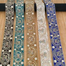 Estilo étnico Bordado Renda, Hanfu Decorativa, Acessórios para Bagagem, Fita Artesanal DIY, 5cm, Novo - Image 1