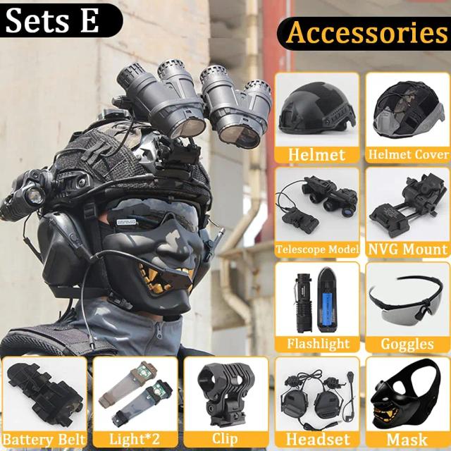Conjunto Completo de Equipamento de Proteção para Paintball: Capacete Tático, Headset Militar, Binóculos e Óculos para Aventura ao Ar Livre