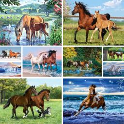 Kit completo de pintura a óleo para adultos, animais, cavalos, bricolage, números, tintas a óleo, decoração de casa, handiwork, desenho, 40x50 - Image 1