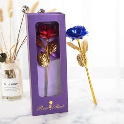 Rosa artificial do ouro 24k com caixa, Rosas falsas, Presente do dia dos namorados, Presente presente, Flor de sabão, Flores da folha, Decoração Home - Image 4