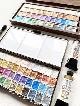 Tinta Aquarela Daniel Smith Pearlescent, Aquarela Cintilante, Paleta Iniciante Portátil, Artigos de Arte, Original, 48 Cores, 1ml - Image 4