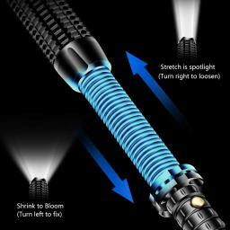 Auto-defesa lanterna impermeável, Super brilhante para emergência, Equipamento anti-motim, Lanterna Baton Telescópico Recarregável - Image 2