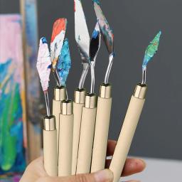 Pintura mistura raspador paleta faca pintura arte espátula com faca ferramentas para óleo lona estudante arte 7 - Image 3