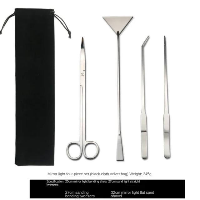 Kit Completo de Ferramentas para Aquário e Terrário com Pinças Longas, Tesoura e Suprimentos Essenciais - 4 Peças