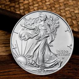 Medalha comemorativa da Estátua da Liberdade, moeda americana, cor prata, moeda de coleção, 2024 - Image 1