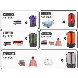 Leve Compressão Stuff Sack, saco de poliéster impermeável, saco de armazenamento para acampar, caminhadas, mochila, 1-2L - Image 5
