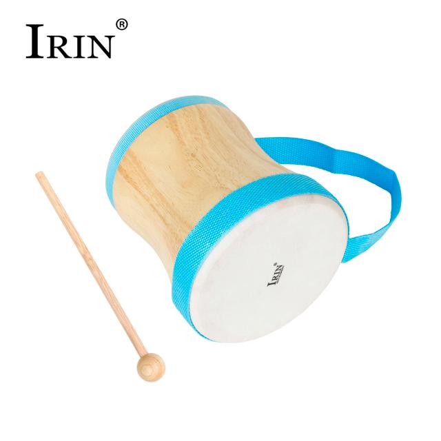 Tambor Indiano Azul IRIN: Instrumento Musical de Madeira com Baquetas e Pele de Carneiro - Ideal para Presentes Musicais Infantis