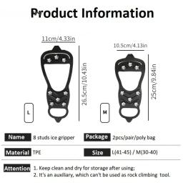 8 dentes pinça de gelo pico para sapatos inverno ao ar livre antiderrapante caminhadas escalada de montanha gelo neve crampons anti-deslizamento sapato cobre - Image 6